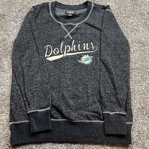 Miami Dolphins Sweater Womens Large Black NFL Football Pullover OTS Crewneck